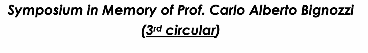 Symposium in Memory of Prof. Carlo Alberto Bignozzi